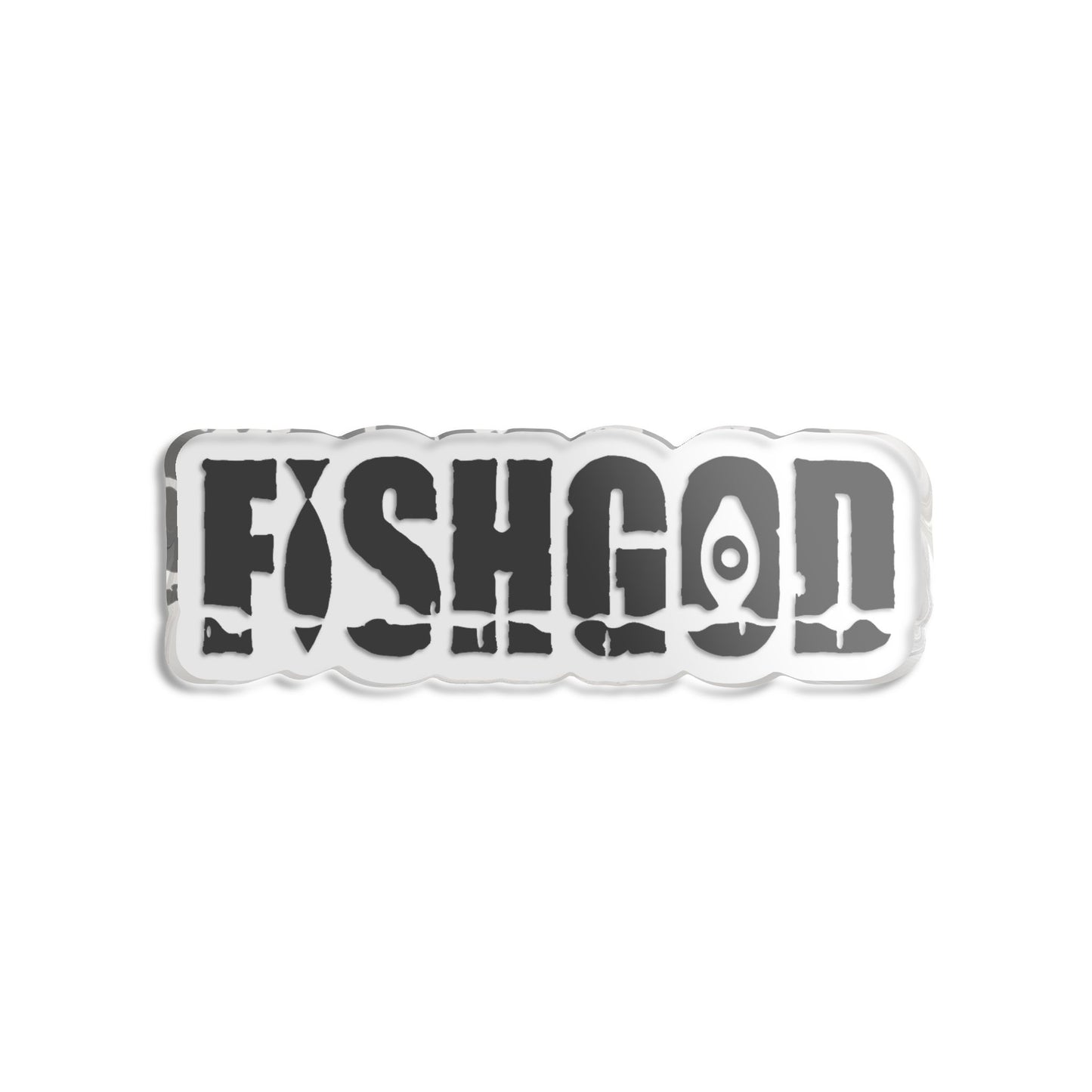 Fishgod Logo acrylic Figure 5" x 5" Transparent