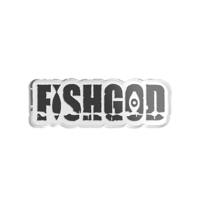 Fishgod Logo acrylic Figure 5" x 5" Transparent